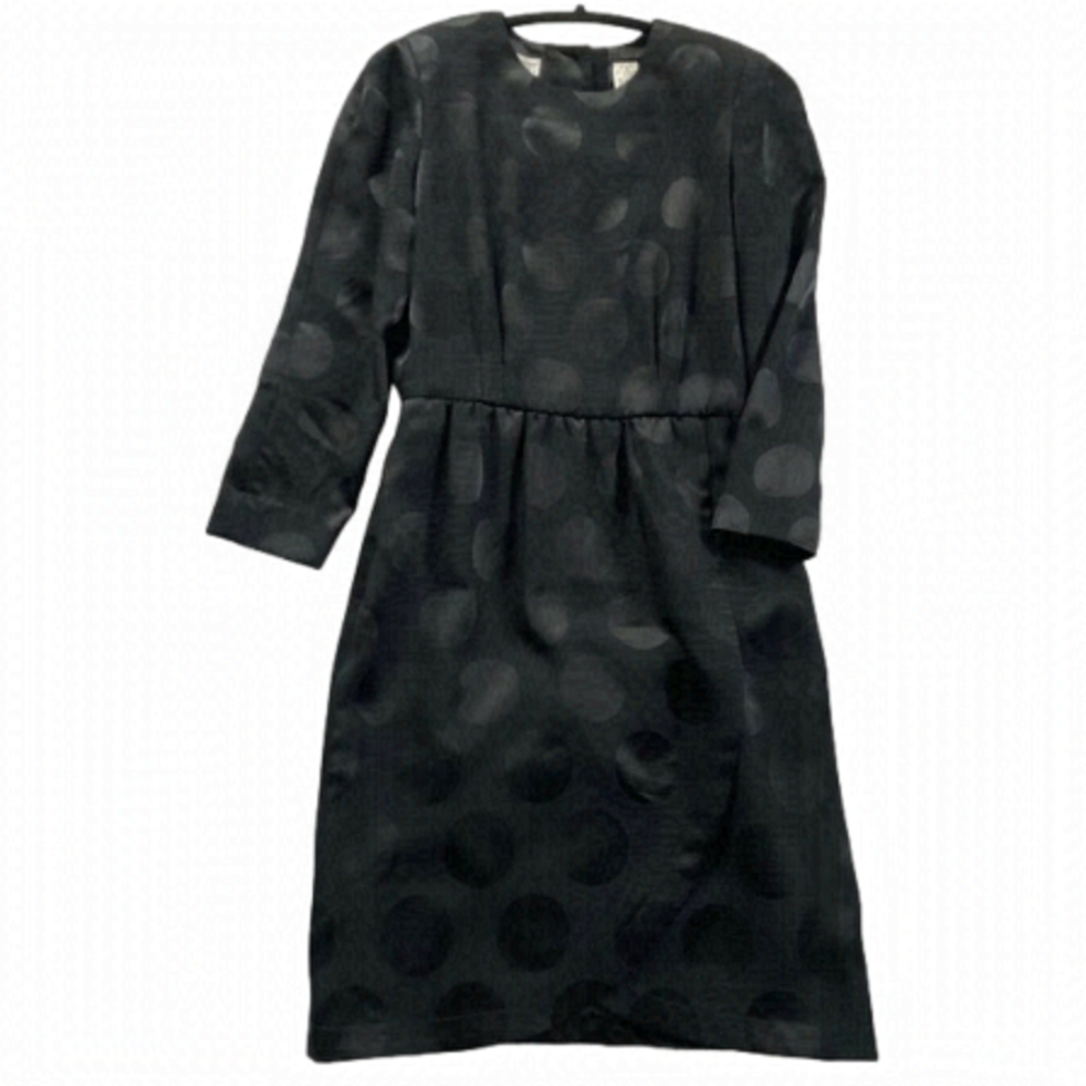 LIZ Claiborne black on black tulip hem polka dot dress. Size P8